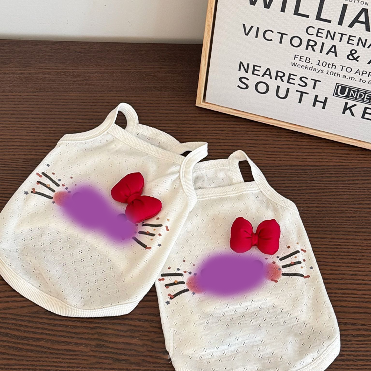 ペットの猫服 夏用 日焼け止め 薄手 通気性 キティキャミソールベスト トラ猫 デボン猫 ゴールドグラデーション