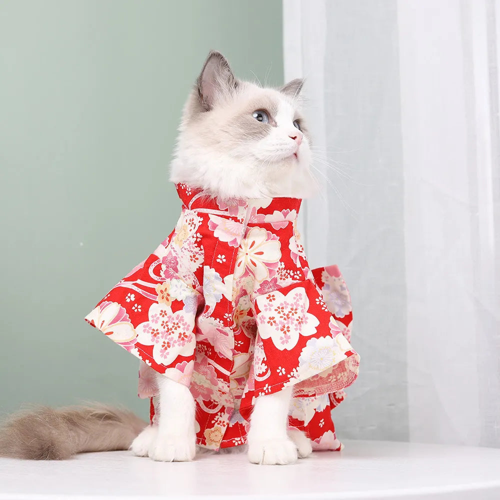 ワンちゃん用 和風ペットドレス ハワイアン 通気性 猫用 かわいい服 柴犬 春夏 薄手