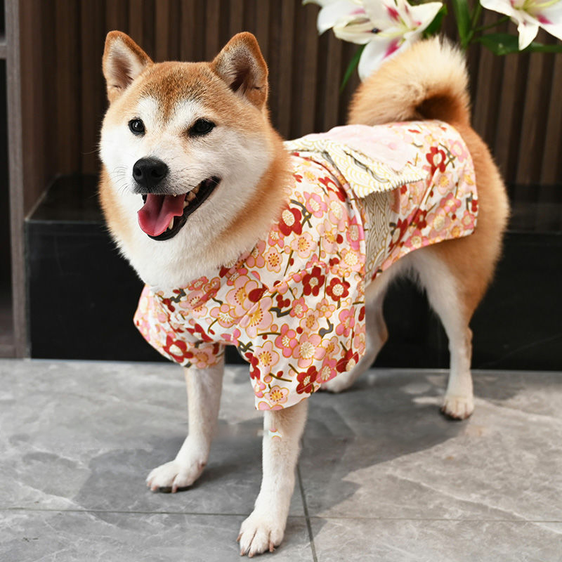 芮柴 綿100% ペット用 和風錦鯉柄 コーギー トイプードル 柴犬 着物 浴衣