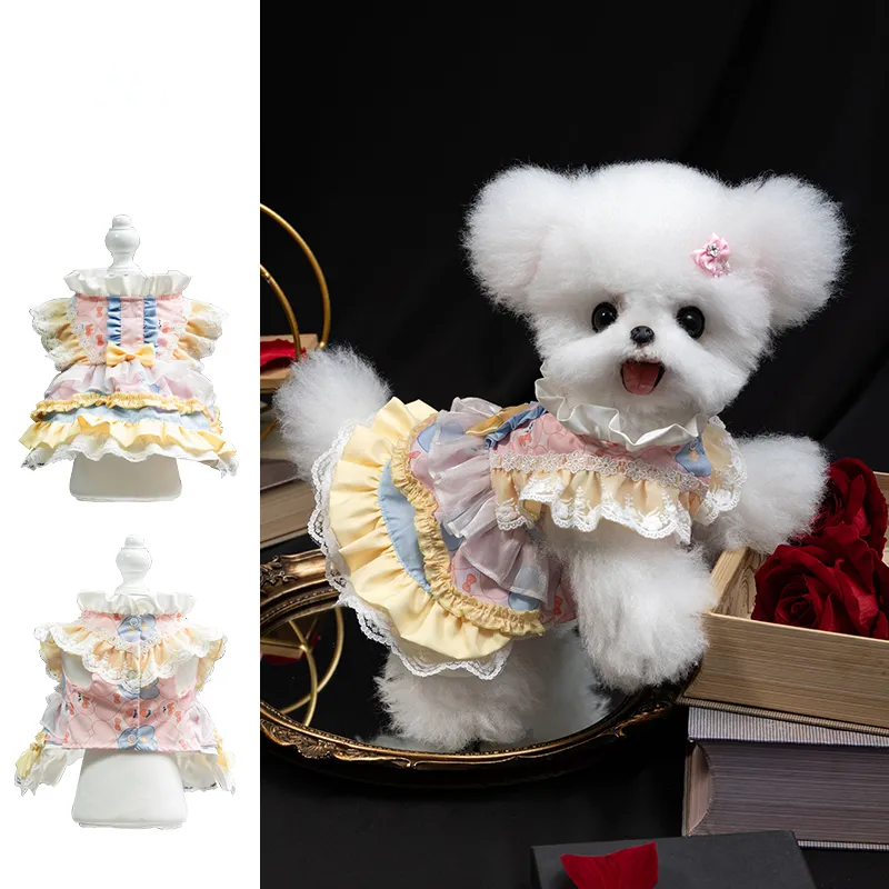 アンベニー ペット服 秋 犬用 ロリータドレス 子犬 小型犬 シュナウザー ペットワンピース