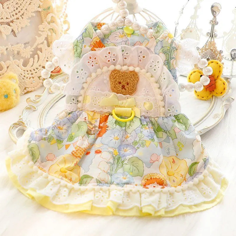 小犬用の春夏用の衣服、愛らしいプリンセスロリータドレス、ミニチュア犬と猫用のマシュマロクマのスカート